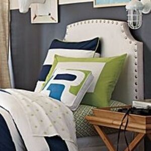 Serena & Lily Pair of Ronan Euro Shams Navy and White Stripes NEW